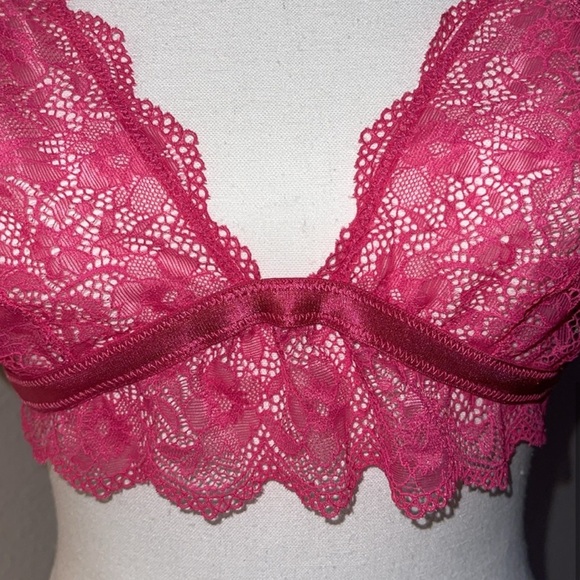 FREE People Bright Eyes Bralette and Lace Thong Set Pink New With Tags SZ Small - Picture 4 of 9